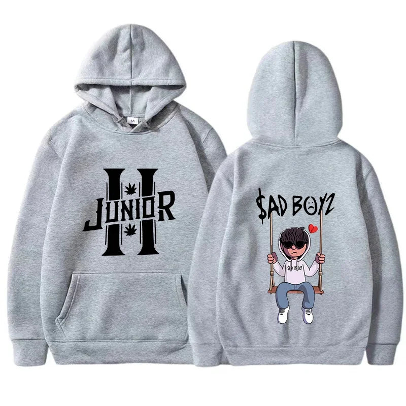 Felpa con cappuccio da uomo primavera 2024 Junior H Sad Boys Harajuku Girls Hip Hop Pullover Elegante Regalo musicale Casual Ampia Comoda Felpa