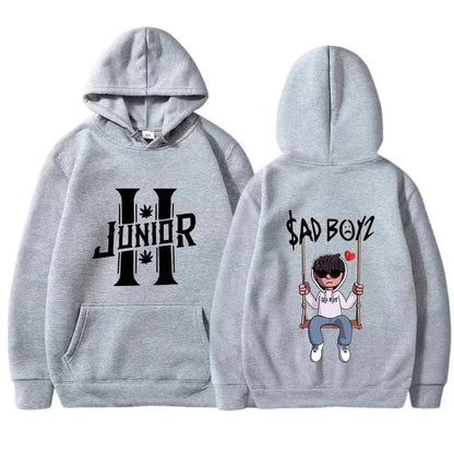 Felpa con cappuccio da uomo primavera 2024 Junior H Sad Boys Harajuku Girls Hip Hop Pullover Elegante Regalo musicale Casual Ampia Comoda Felpa