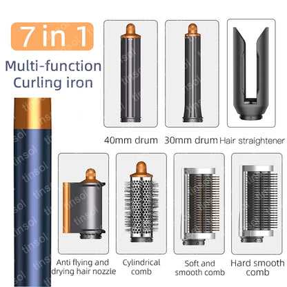 7-in-1 hair dryer set multi-function curling iron hair straightener hot air comb styling set for home salon-like effect