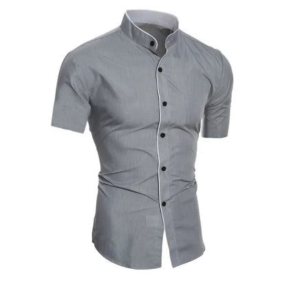 Nuova camicia casual a maniche corte da uomo, tinta unita, per il pendolarismo