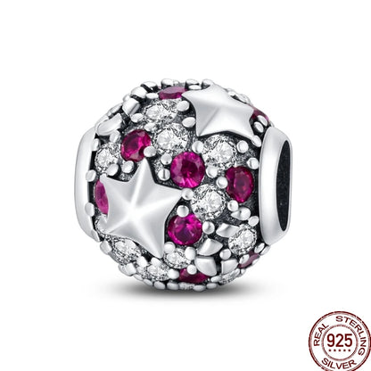 Squisito elemento a stella cava rotonda in argento sterling 925 a forma di fiore, adatto per braccialetti originali fai da te da 3 mm in argento 925