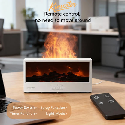 Diffusore di aromi creativo per camino con effetto fiamma, umidificatore d'aria e luci colorate con telecomando, ideale come regalo per casa o ufficio/set di oli essenziali.