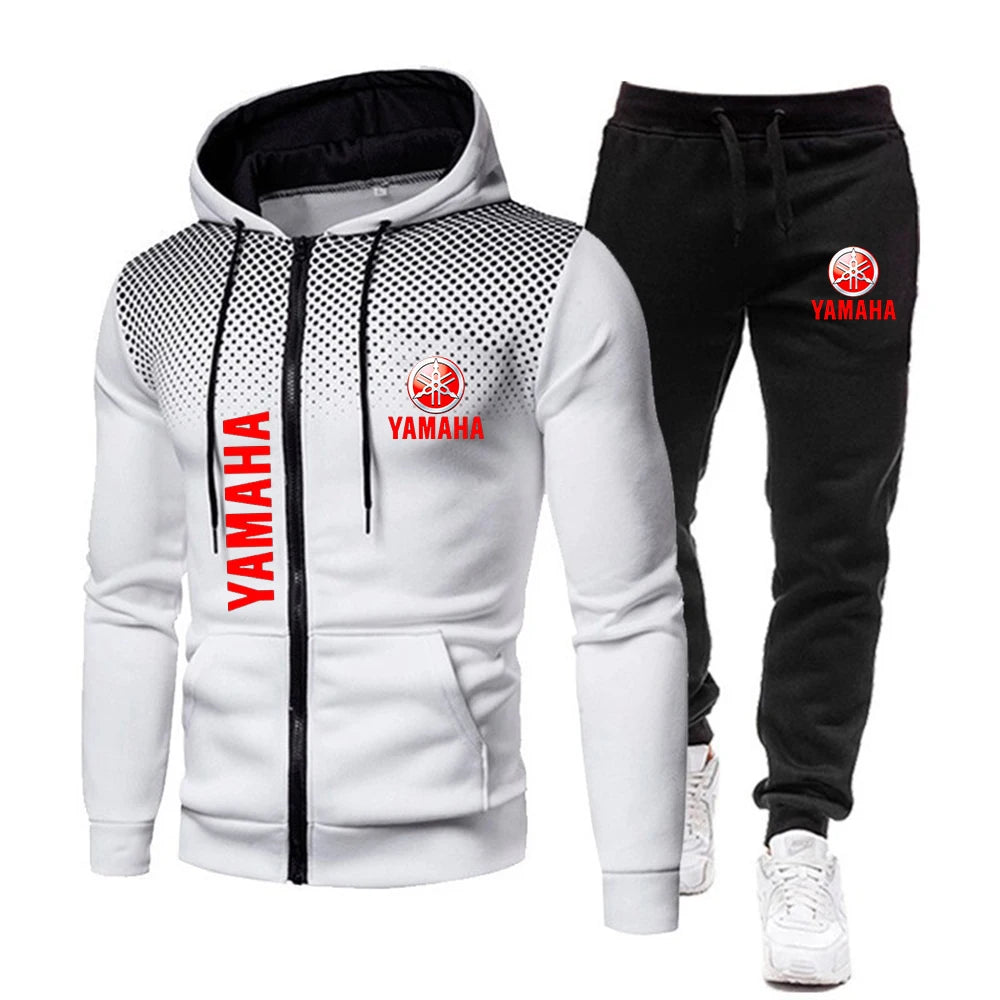 The popular Yamaha logo two-piece men's sportswear for 2025, running clothes, sportswear, hooded sweatshirt, zipper sweatshirt,