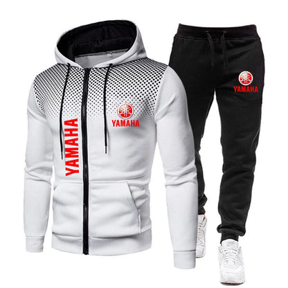 The popular Yamaha logo two-piece men's sportswear for 2025, running clothes, sportswear, hooded sweatshirt, zipper sweatshirt,