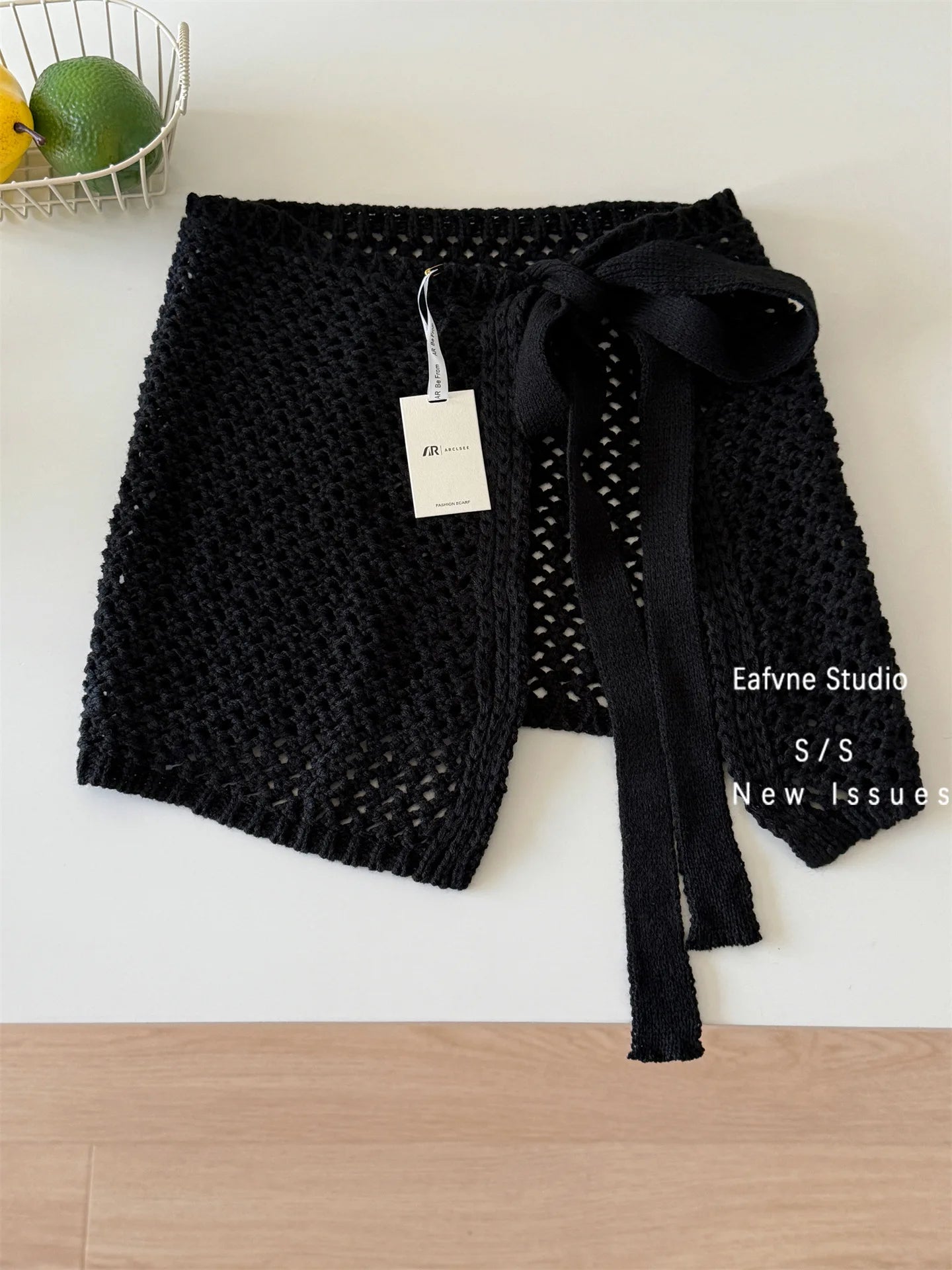 2025 Hollow out Knitted Mini Skirt with Belt Design Covering Hip Women's Layered Fashion Short Skirt Fresh Sweet Style
