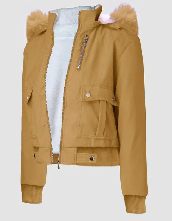Giacca da donna corta Streetwear Moda versatile Casual Cerniera Spessa Maniche lunghe Cappotti con cappuccio per donna 2024 Autunno/Inverno