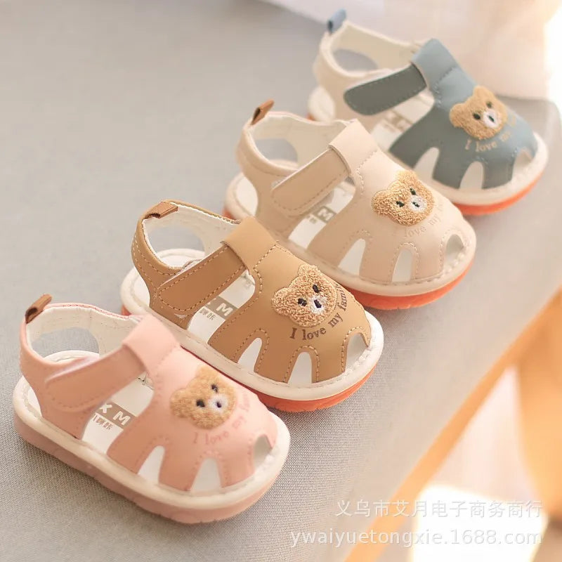 Sandali estivi per bambini da 0 a 2 anni, scarpe con fischietto, sandali per neonati, sandali per bambini e bambine con suola morbida e punta antiurto.