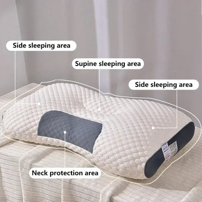 Ergonomic SPA Honeycomb Massage Pillow 3D Two-Tone Knitted Cotton Neck Support No Collapse Cervical Pillow for Home