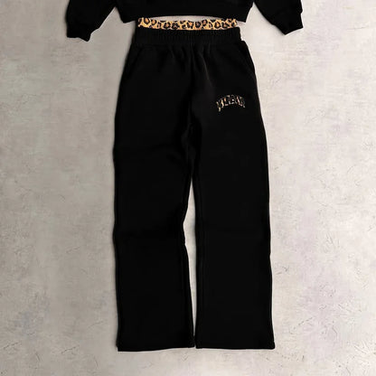 2025 New Tracksuit Men Clothing Y2K Vintage Embroidered Leopard Print Street Casual Hoodie Trendy Double Waist Unisex Sweatpants