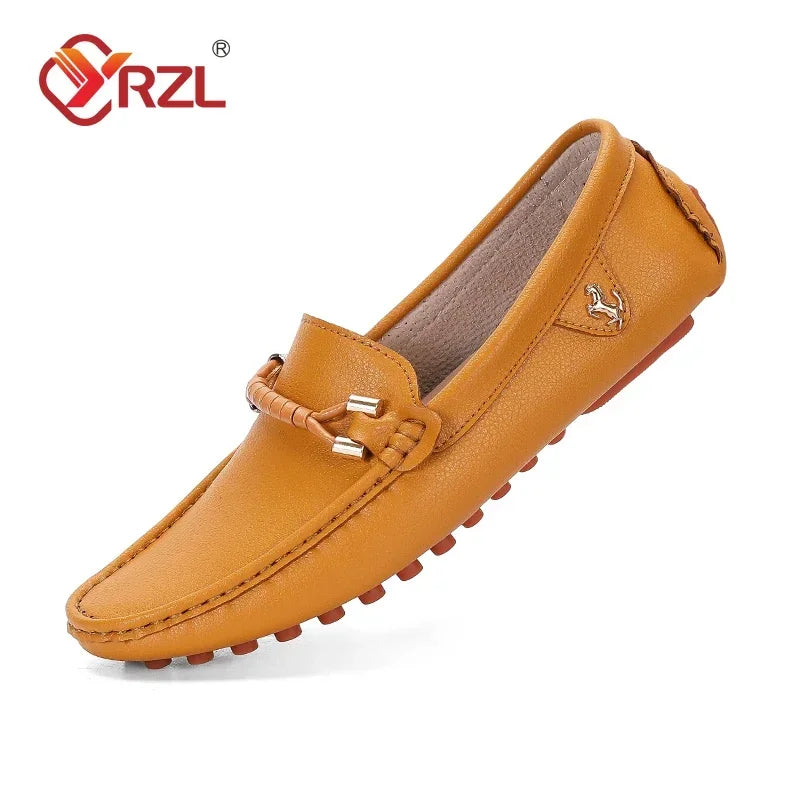 Mocassini YRZL da uomo, scarpe casual in pelle, mocassini traspiranti slip-on, colore rosso vino, taglia grande 48, scarpe da guida da uomo