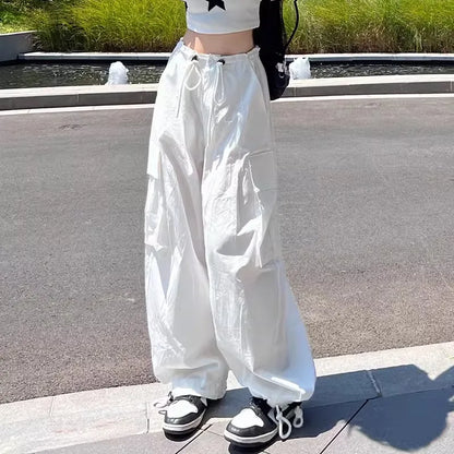 Pantaloni da lavoro American Sle a vita alta e gamba larga, casual estivi, nuovi, larghi e snellenti, sportivi da donna