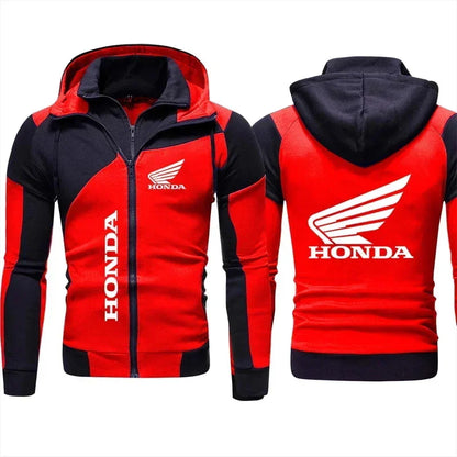 Felpa con cappuccio Honda, giacca da motociclista, felpa con stampa logo Honda Wing, pullover, giacca da motociclista alla moda, abbigliamento da uomo, felpa con cappuccio e cerniera personalizzata