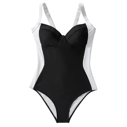 Tummy Control Black Sling Shaping One-Piece Swimsuit Set Women Boho Bathing Swimwear Bikini Plus Size Push Up Solid Swimsuits