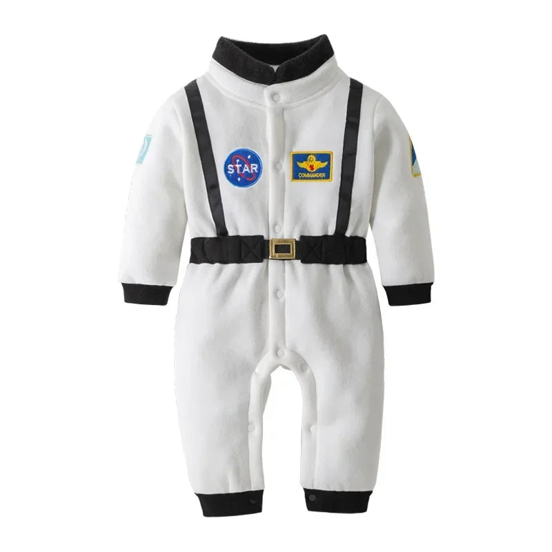Nuovo costume da astronauta per neonati e bambini, tuta spaziale ricamata, tutina per feste, costume di Halloween, salopette invernale a maniche lunghe.