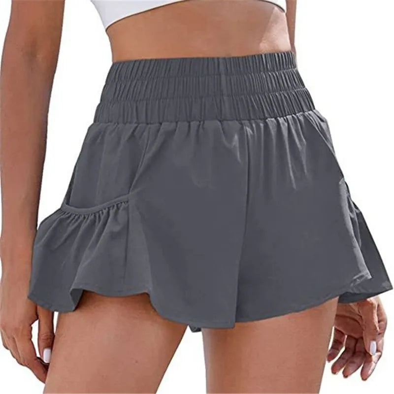 The latest summer women's pants, high-waisted shorts that dry quickly for fitness and running. With pocket