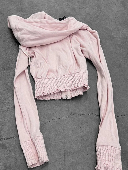 Pantaloni da jogging rosa Y2K da donna, stile Harajuku, carini, con cerniera e vita elasticizzata, pantaloni casual gotici