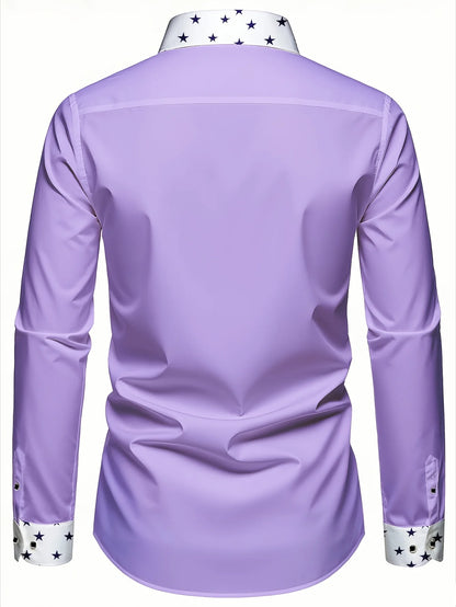 FGKKS Camicia da uomo, moda, patchwork, smoking, festa, maniche lunghe, elegante, casual, quattro stagioni, elastica, da uomo, da lavoro, camicie eleganti