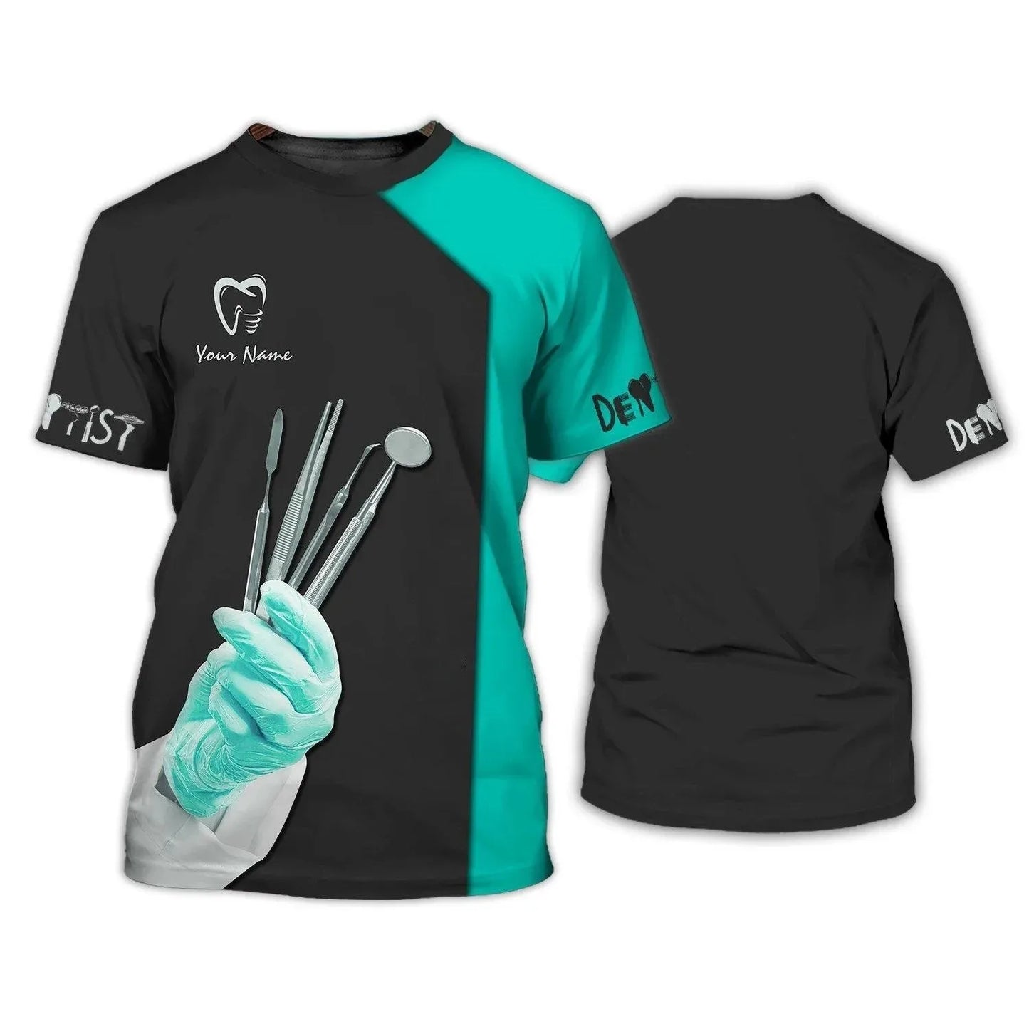 Maglietta girocollo a maniche corte con stampa 3D divertente da dentista, ideale per cosplay hip hop e streetwear.