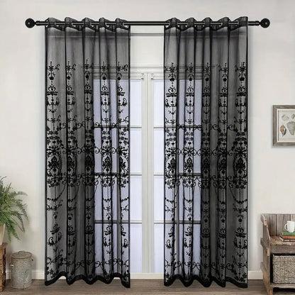 1pc Lace Floral Transparent Curtain, Elegant Home Decor Highlight, Perfect for Living Room & Bedroom, Adds Charm to Windows
