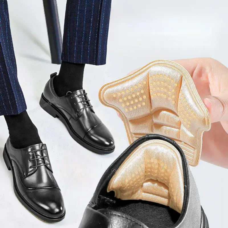 Protezioni per tallone 5D da uomo, adesivi per scarpe in pelle comode, cuscinetti per scarpe da ginnastica, solette per alleviare il dolore ai piedi, inserti imbottiti regolabili per la cura dei piedi.