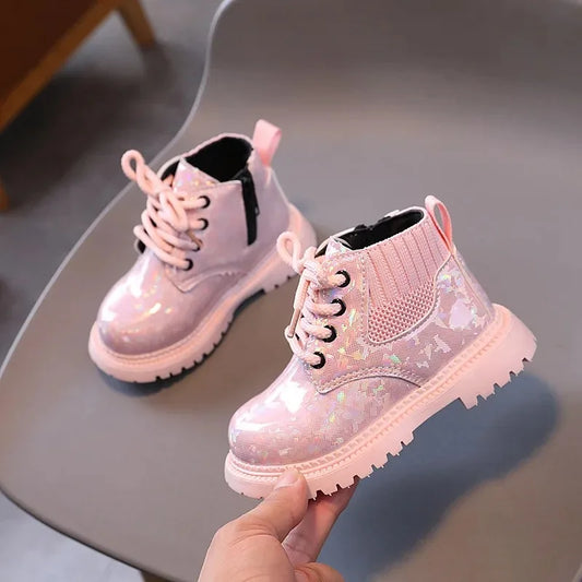 Stivali invernali corti da bambina, stile britannico, suola morbida, leggeri, alla caviglia, unisex, taglie 21-30.