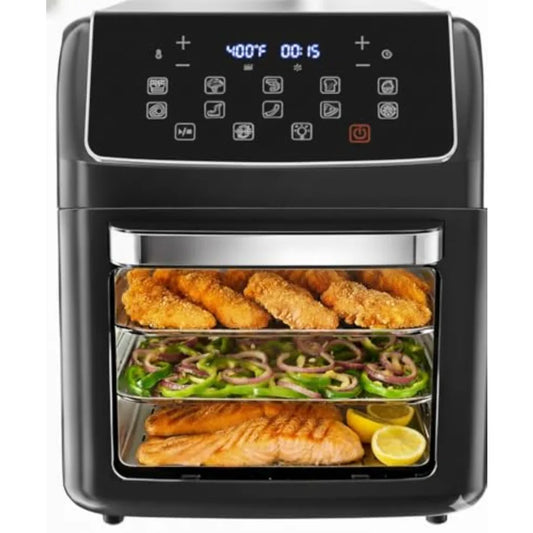 Forno friggitrice ad aria 10 in 1 Forno a convezione da 12,6 Qt con finestra visibile Griglia girarrosto Friggitrice ad aria per cucina sana di dimensioni familiari con Tr