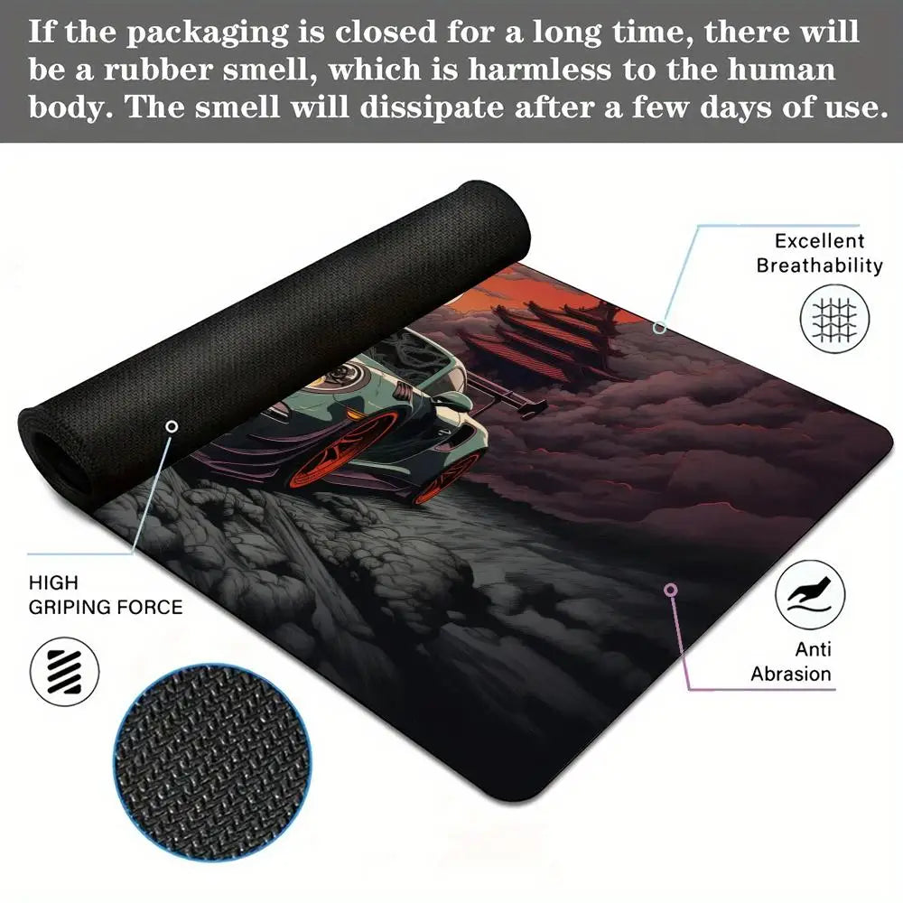 Ukiyo-e style sports cars and fantastical landscape large Mouse Pad Desk Mat pc accessories Gaming pad office rug Mouse carpet