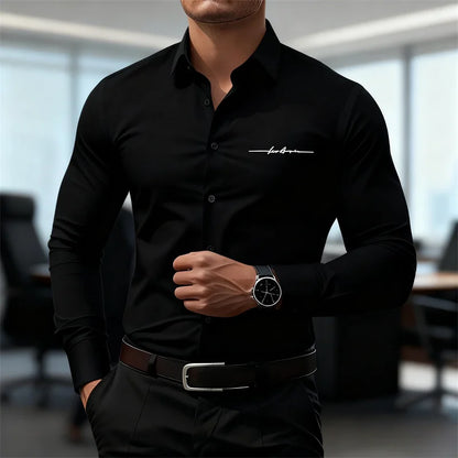 Camicie casual da uomo a maniche lunghe in tinta unita, vestibilità slim, abbigliamento formale senza stiratura, camicie personalizzate stampate in 3D, XS-6XL