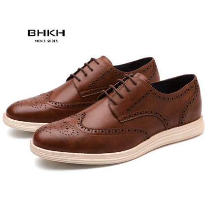 BHKH 2025 Autunno Scarpe eleganti da uomo in vera pelle, alla moda, con lacci, casual, scarpe eleganti da lavoro/ufficio, leggere