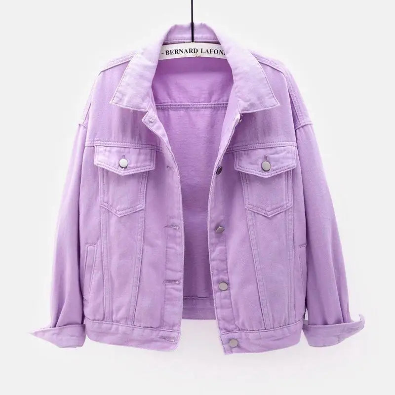 Giacca corta in denim di grandi dimensioni per donna in primavera e autunno, nuovo stile versatile e ampio