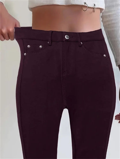 Women Slim Fit Stretch Jeans - 9/10 Length Ankle-Length Colorful Comfort Stretch Fabric  Pants Elastic Waist Casual Office Comfy