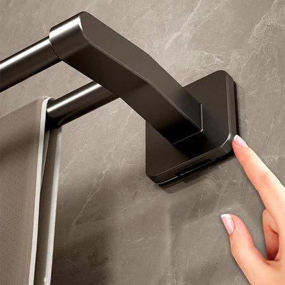 Bathroom Hand Towel Rack Black Towel Holder Wall Mount No Drill Mount 40/50cm Kitchen Towel Bar Aluminium Double Bar 2 Tier Rail