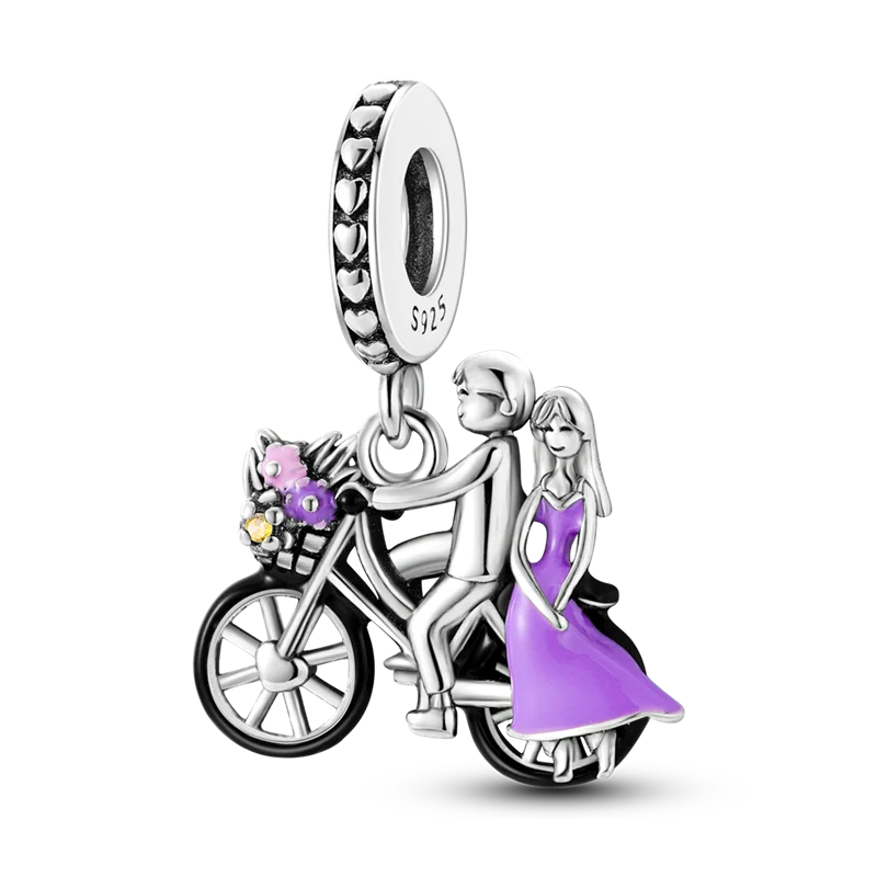 Anello romantico in argento sterling 925 con rosa, ideale per coppie, perfetto come proposta di matrimonio o per San Valentino. Ciondoli e perline adatti a collane e bracciali, perfetti per creare gioielli fai da te e regali.