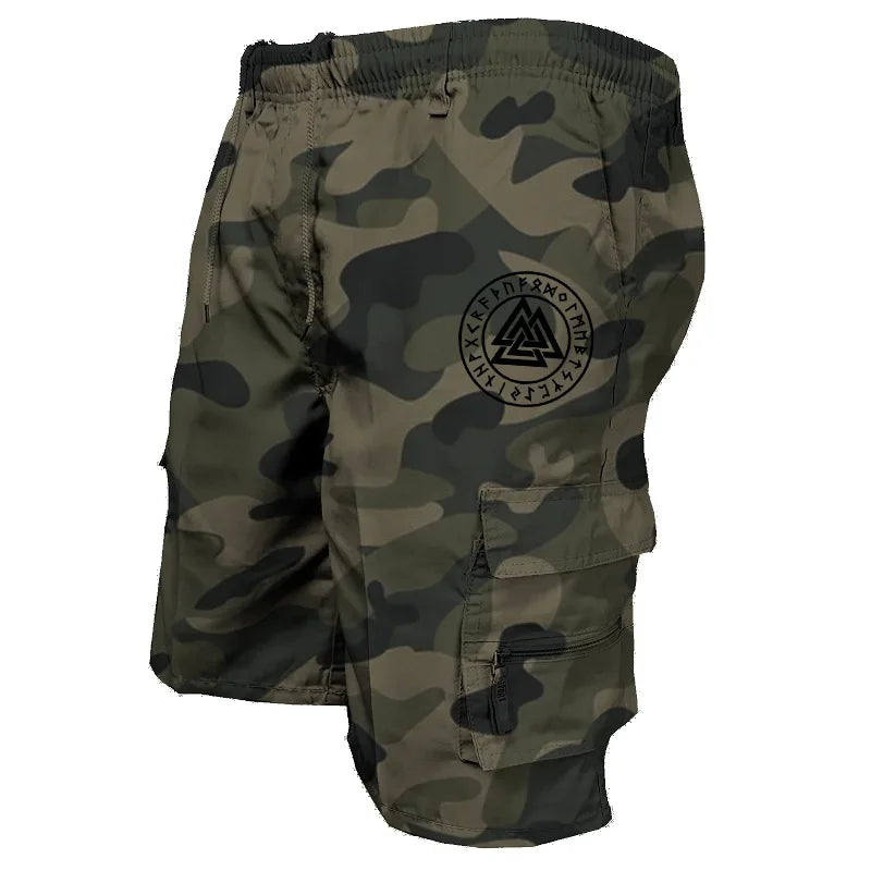 Pantaloncini tattici da uomo Delta Core Cargos con simbolo geometrico, tessuto elasticizzato in quattro direzioni, tasca di sicurezza nascosta, elastico in vita per palestra e fitness.