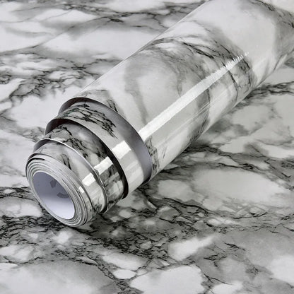 Gray Marble Self-Adhesive Wallpaper Waterproof Vinyl Peel and Stick Wallpapers for Old Furniture Kitchen Countertop Granite Film