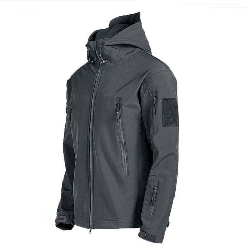 Completo da trekking impermeabile da uomo, giacca militare Sharkskin, cappotto da campeggio, pantaloni tattici, pantaloni caldi in pile da pesca, inverno