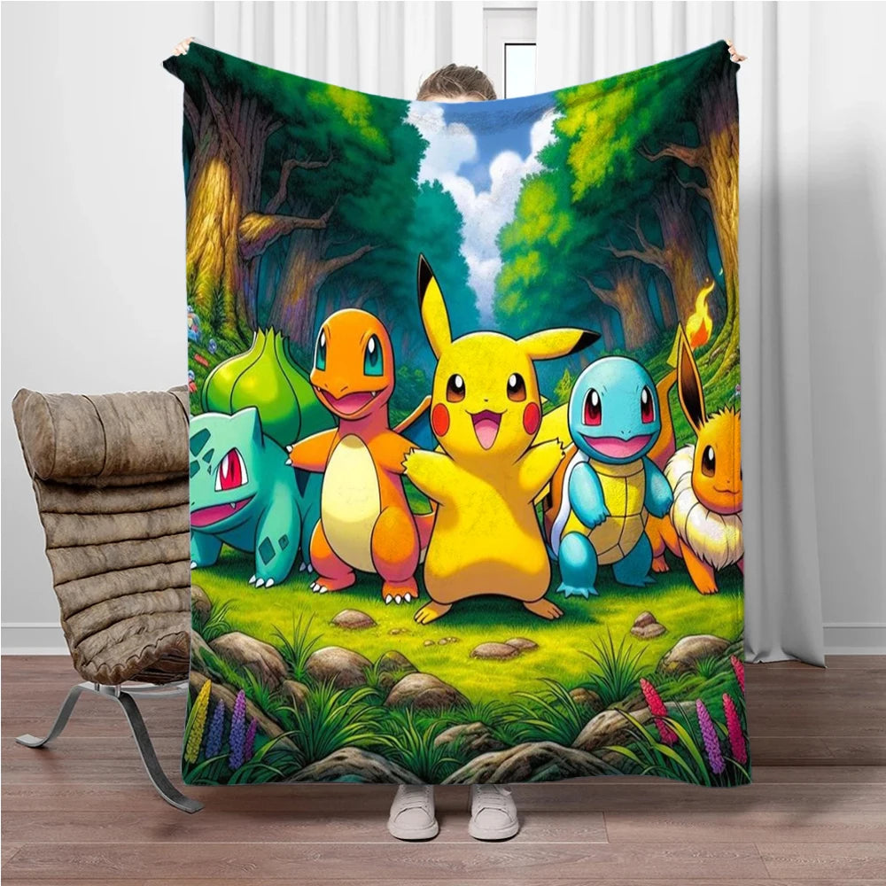 Japan Cartoon Charizard Pokemon Children Warm Soft Blankets for Sofa Bed Cover Blanket Suitable for Birthday Souvenir Gifts