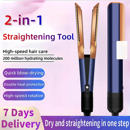 2-in-1 Professional Styling Tool Hair Straightener & Hair Dryer Heat-Up Hair Flat Iron Negative Ion Iron Household Hair Dryer