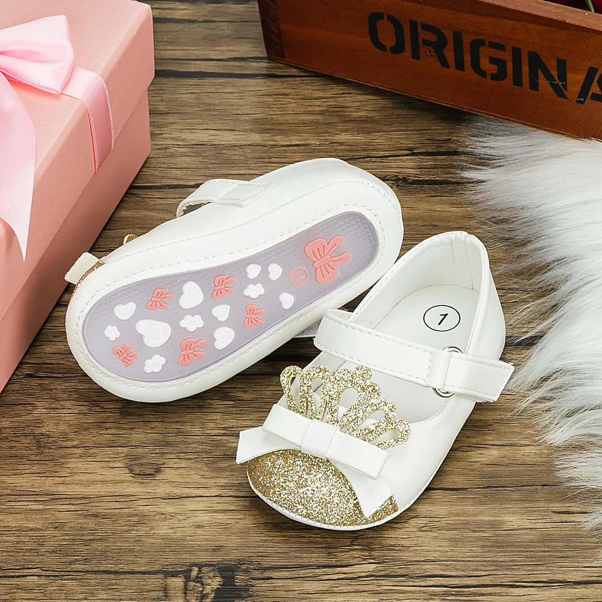 Scarpe da bambina KIDSUN con grazioso fiocco, scarpe da principessa con suola morbida in gomma antiscivolo, scarpe da culla per neonata, modello Mary Jane