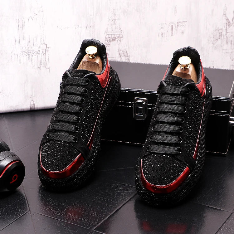 Sneakers di lusso con strass per uomo, scarpe casual con plateau stile punk hip hop, scarpe da ginnastica chaussure homme luxe marque A6