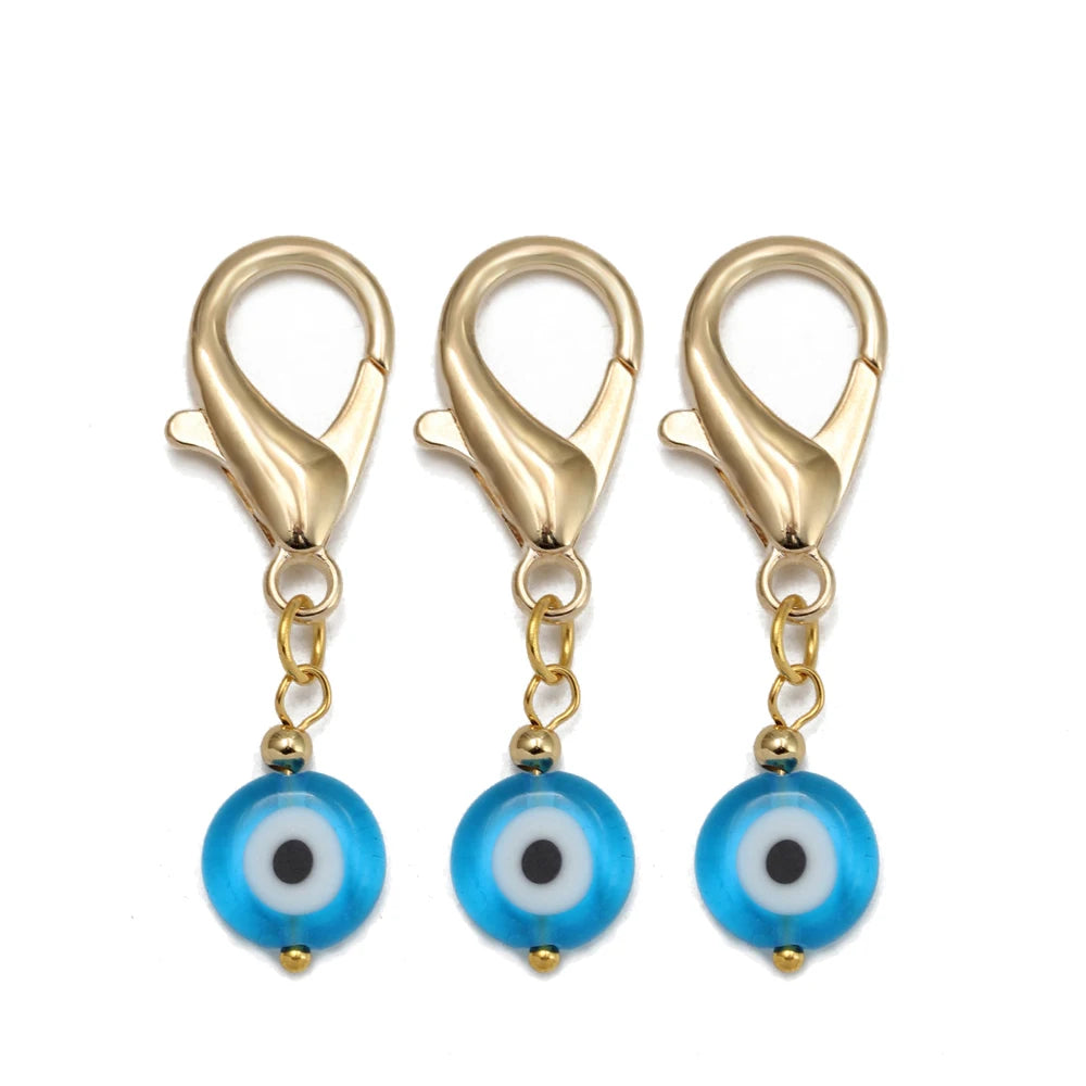Set di 3 portachiavi Lucky Eye Turkish Evil Eye in lega, portachiavi rotondo Fatima, portachiavi per borsa e auto, pulsaras bijoux צמידים