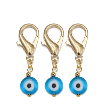 Set di 3 portachiavi Lucky Eye Turkish Evil Eye in lega, portachiavi rotondo Fatima, portachiavi per borsa e auto, pulsaras bijoux צמידים