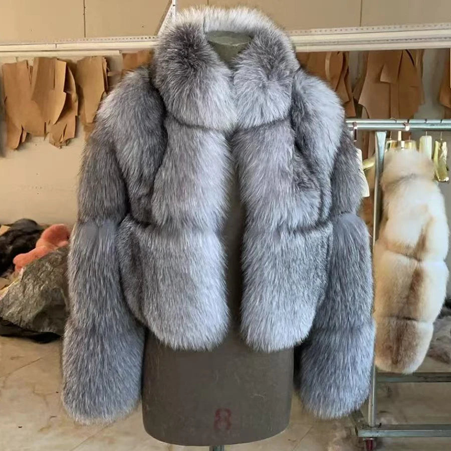Real Golden lsland Fox Fur Coat With Lapel Natural Golden lsland Fox Fur Coat Real Fur Coat Best Selling Furry Jacket Women