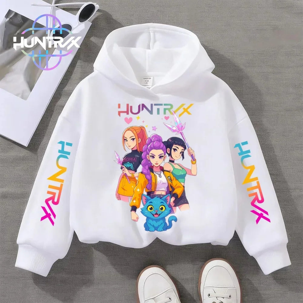 Felpa con cappuccio KPop Demon Hunters per bambini dai 3 ai 14 anni, con grafica Derpy, calda felpa autunnale