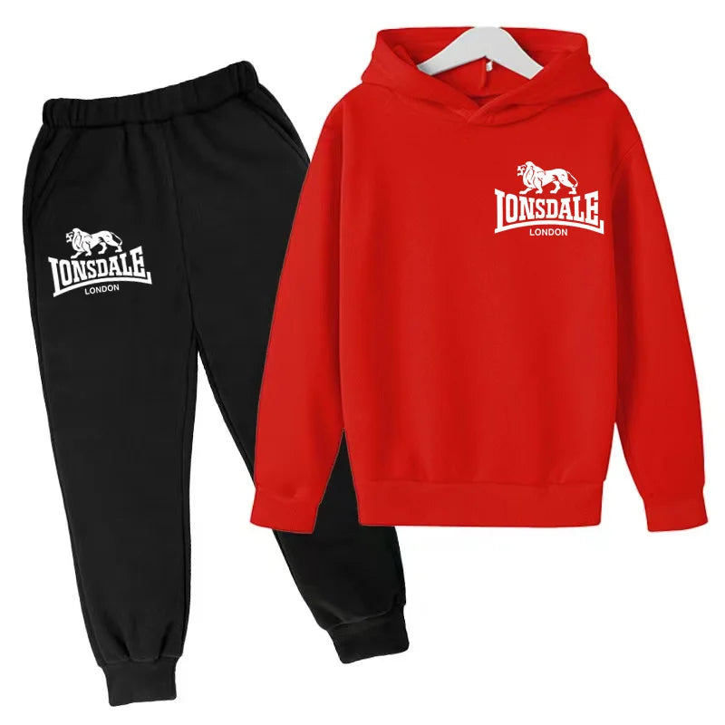 Felpa con cappuccio alla moda per bambini, tuta con stampa leone per ragazzi, cappotto per bambine dai 3 ai 12 anni, top + pantaloni, set sportivo casual da jogging, affascinante