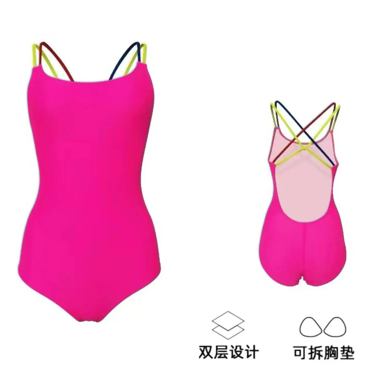 Amber Profional Cetitive One-Piece Swimsuit Women's Sport Training Suit High Elastici Polyester Spandex No Chest Pad