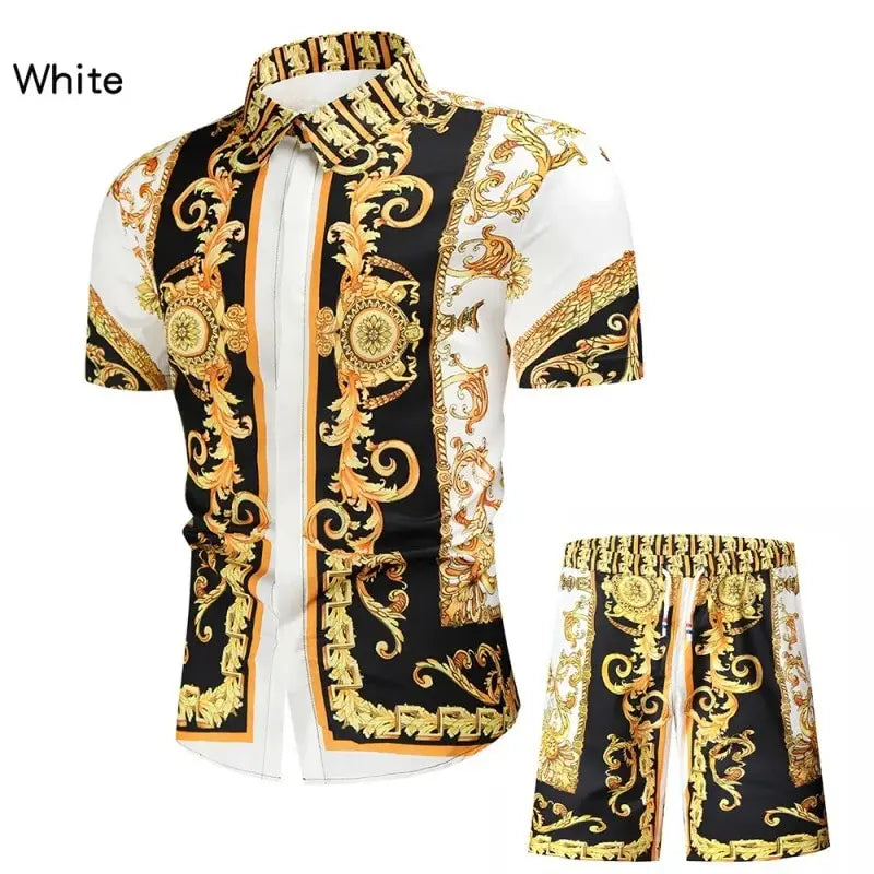 Hawaiian 2PCS Shirts Suits Men Fashion 3D Luxury Print Shirts+Shorts Two Piece Sets Hawaii Shirts Floral Beach Shirt Sets Beach