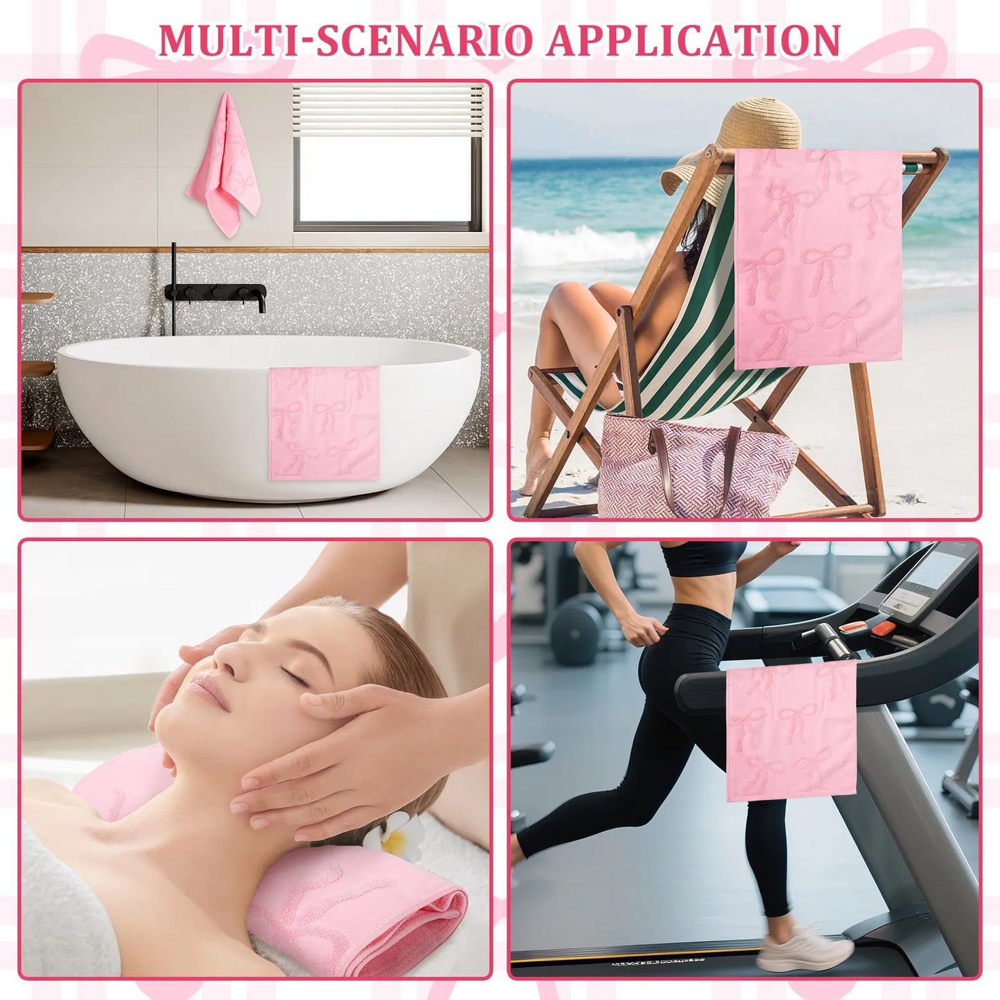 Set di 2/3 asciugamani da bagno in cotone con motivo a fiocco 3D, asciugamano per il viso, asciugamano assorbente con fiocco in rilievo, asciugamano per le mani per cucina, bagno e camera degli ospiti.