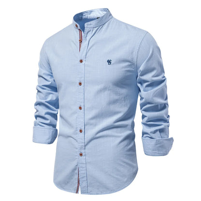 Camicia da uomo primavera-estate, nuova e alla moda, in cotone e lino, casual, stile giapponese, a maniche lunghe