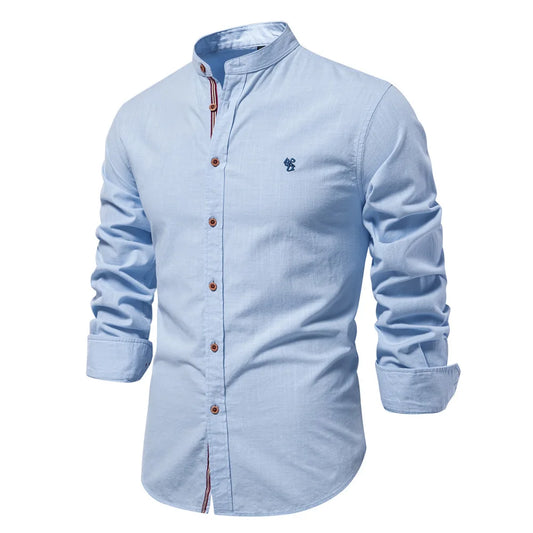 Camicia da uomo primavera-estate, nuova e alla moda, in cotone e lino, casual, stile giapponese, a maniche lunghe